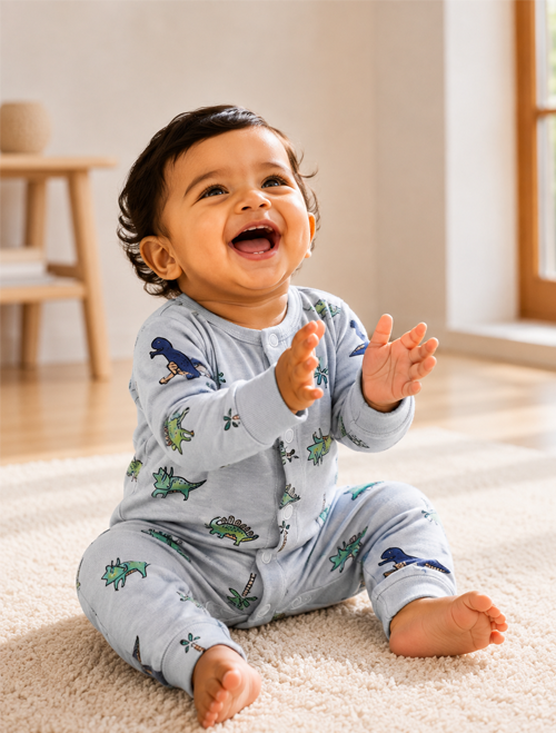Blue dino printed romper