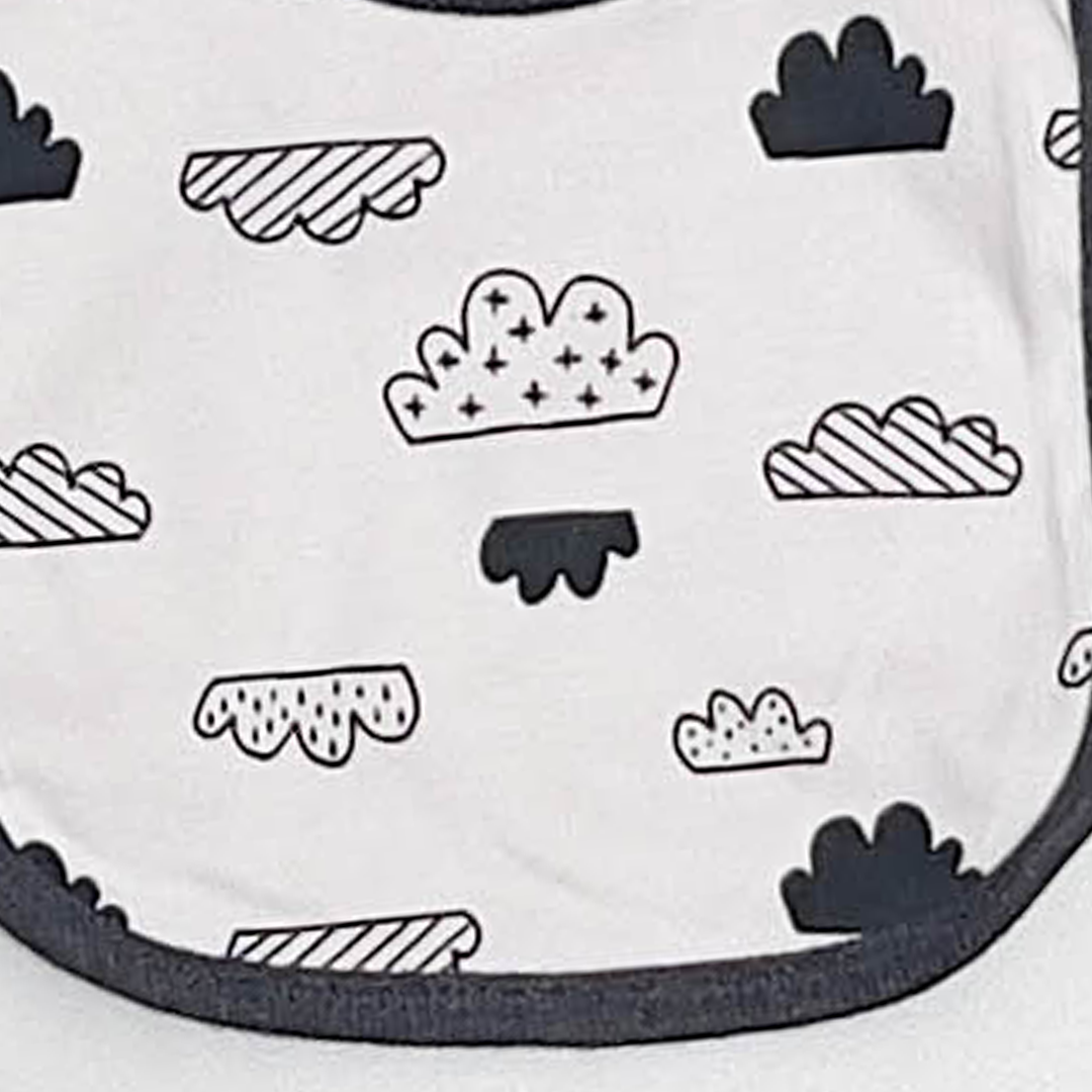 WHITE CLOUD PRINTED ROUND BIBS