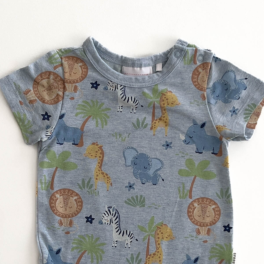 SPROUT ANIMAL PATTERNED ONESIE