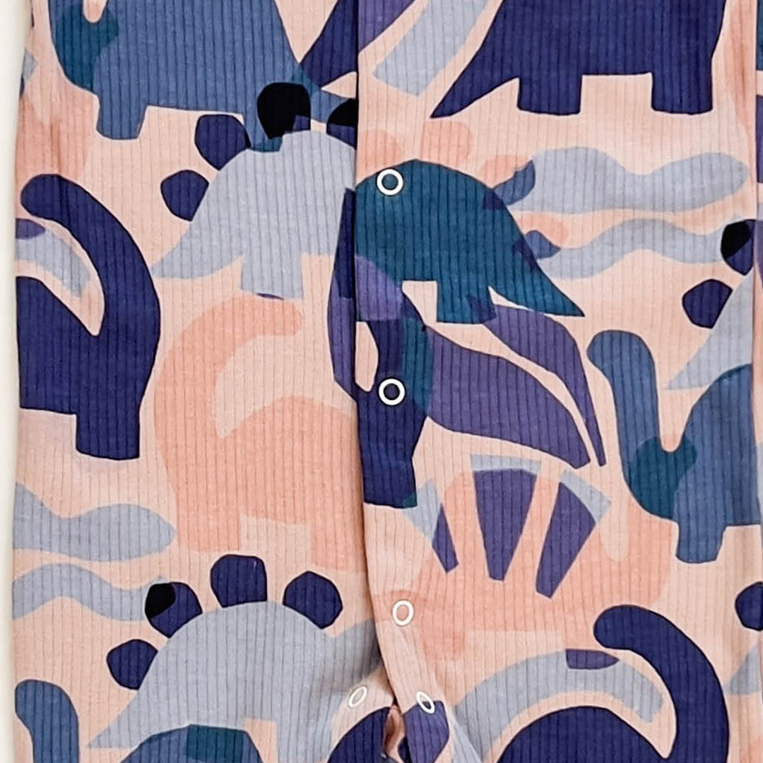 DINO PRINT RIBBED SLEEPSUIT