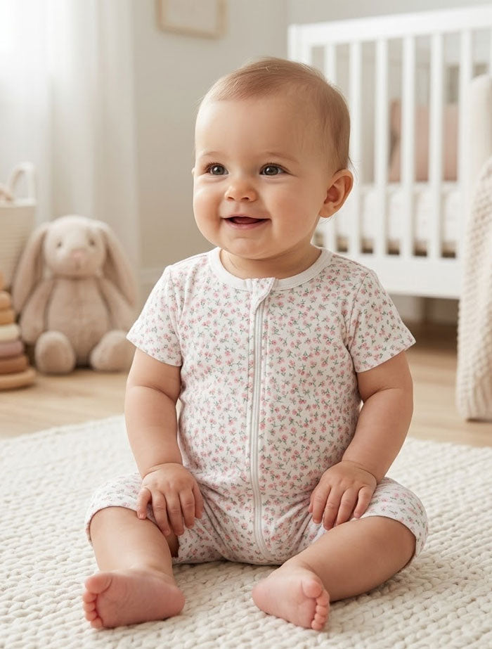 Pink floral 2 way zipper jumpsuit