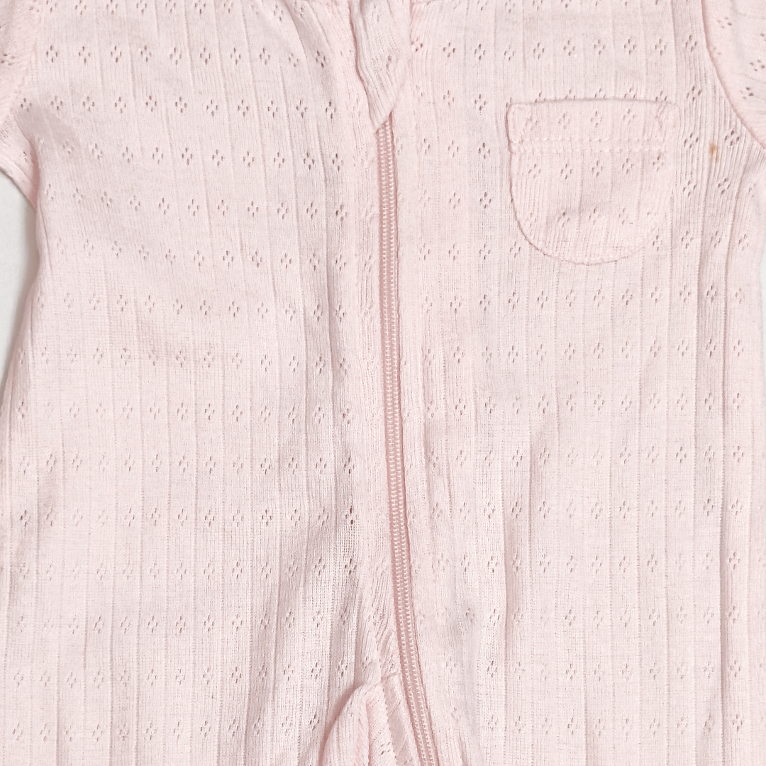 PINK POINTELLE ZIPPER SLEEPSUIT