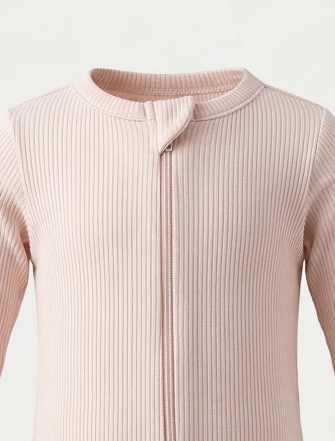 POWDER PINK RIBBED VISCOUS COTTON ROMPER