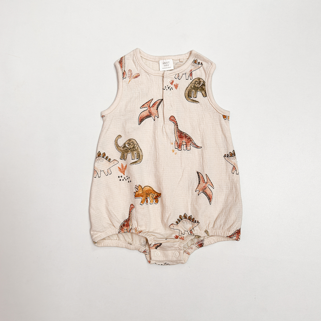 OFF WHITE DINO PRINTED MUSLIN ONESIE