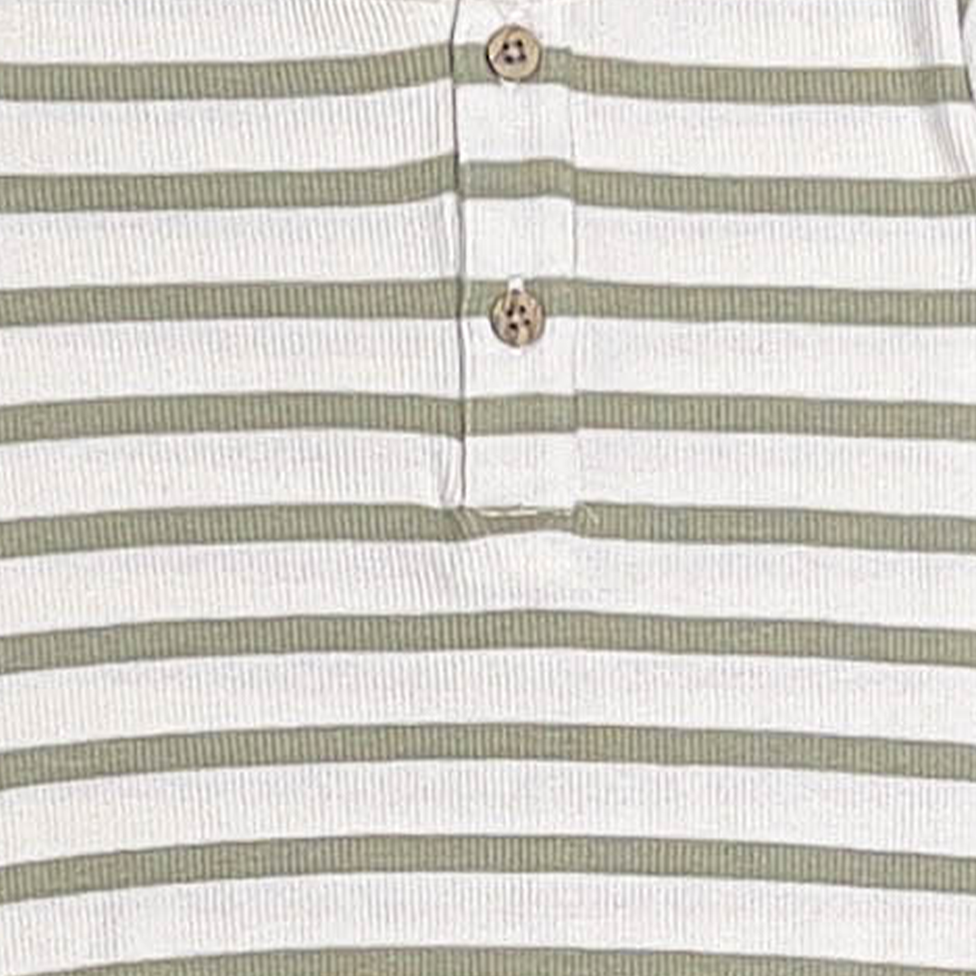 GREEN STRIPED RIBBED ONESIE