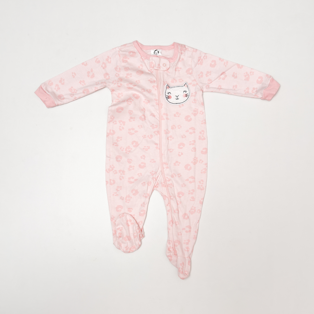 PINK KITTY ZIPPER SLEEPSUIT
