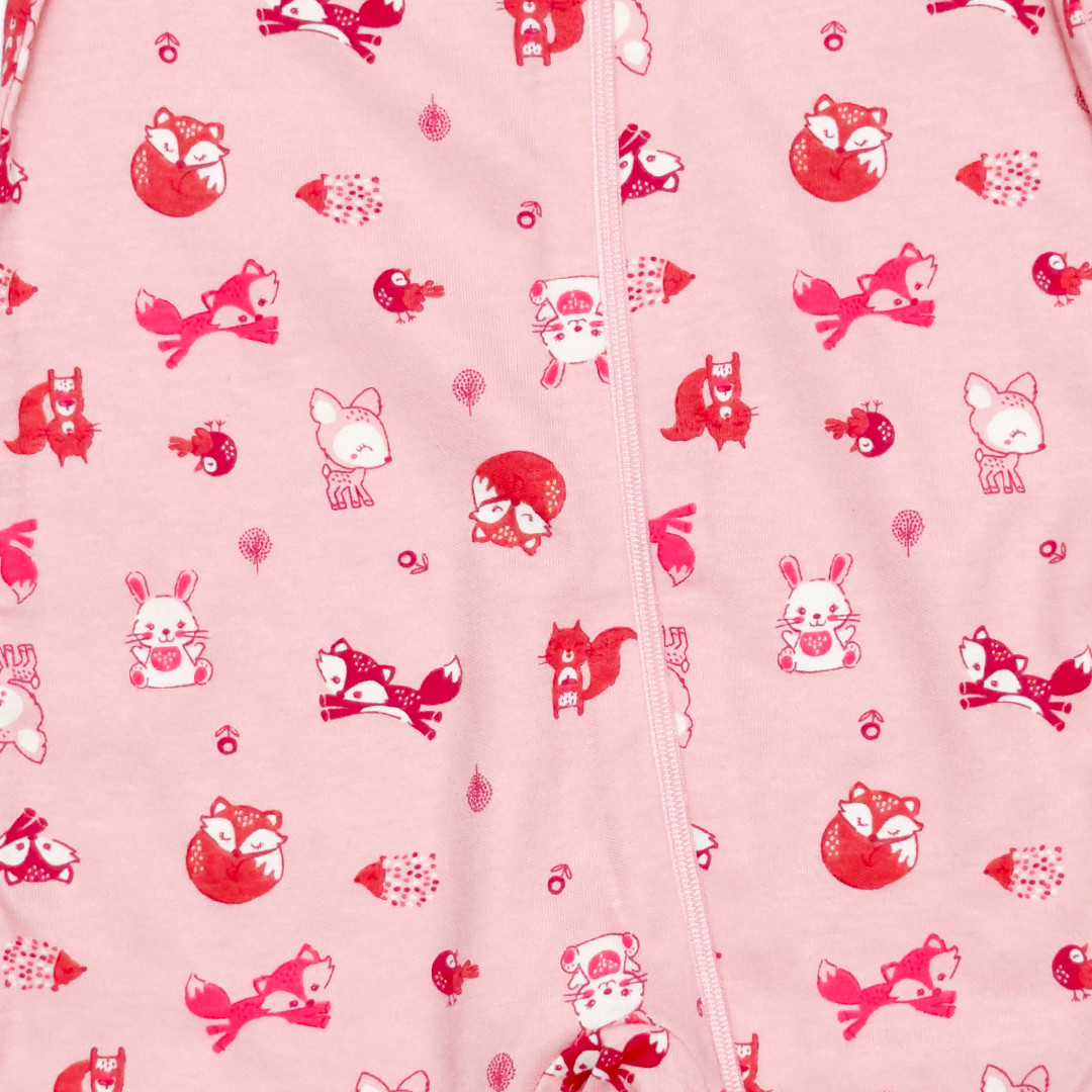 PINK ZIPPER PRINTED SLEEPSUIT
