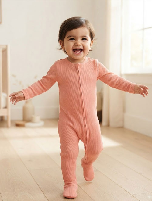 Pecach ribbed zipper sleepsuit