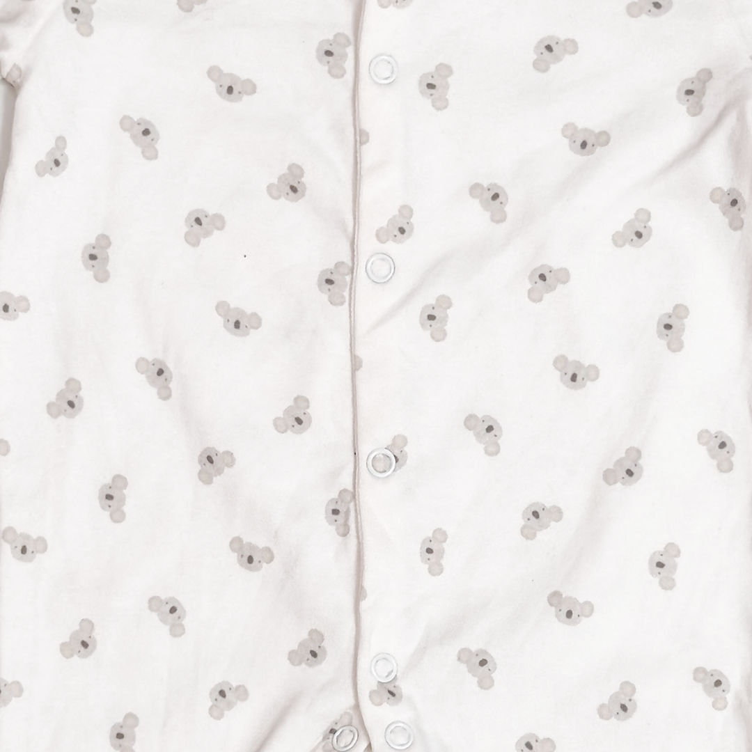 ANIMAL PRINTED WHITE SLEEPSUIT