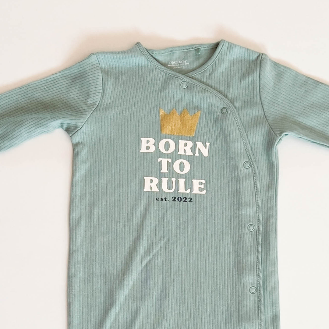 GREEN PRINTED RIBBED ROMPER