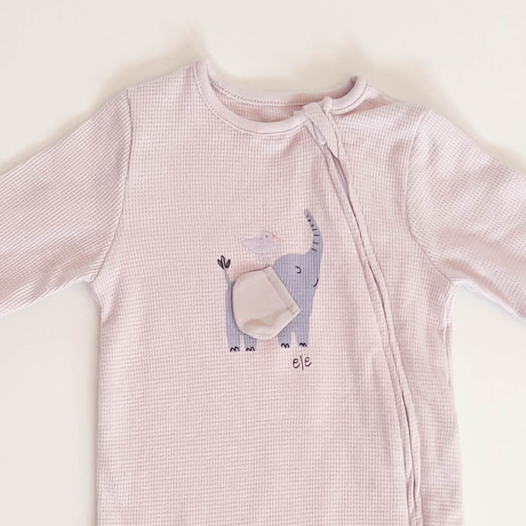 LAVENDER ELE KNITTED ZIPPER ROMPER