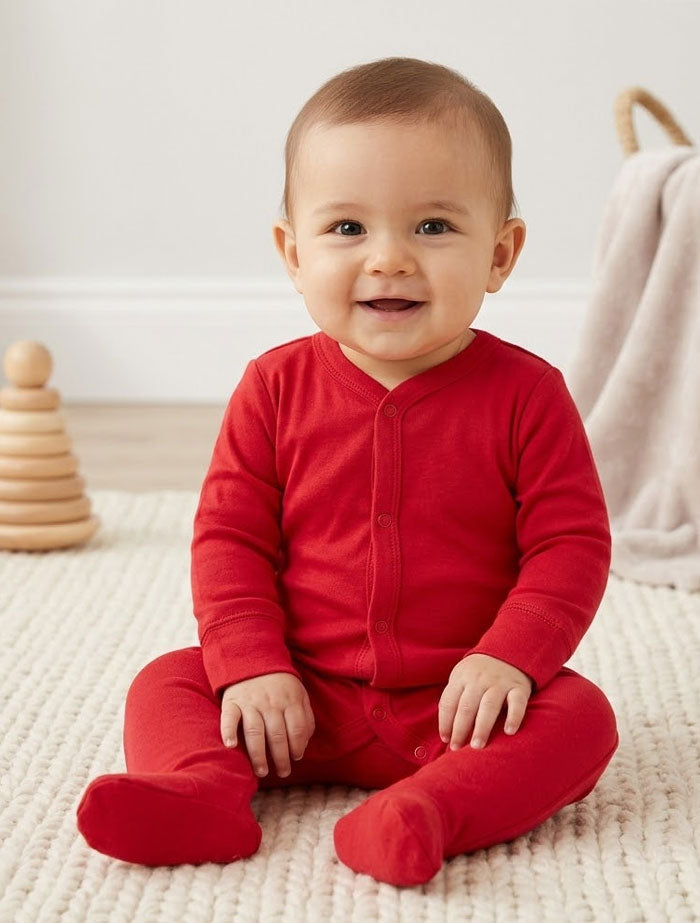 Red button sleep suit