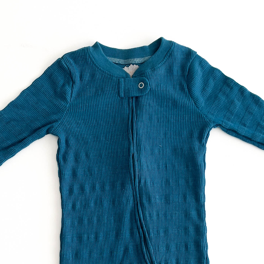 FRENCH BLUE RIBBED SLEEPSUIT