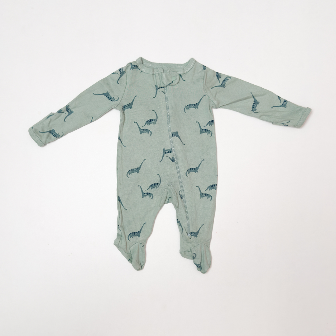 GREEN DINO ZIPPER SLEEPSUIT