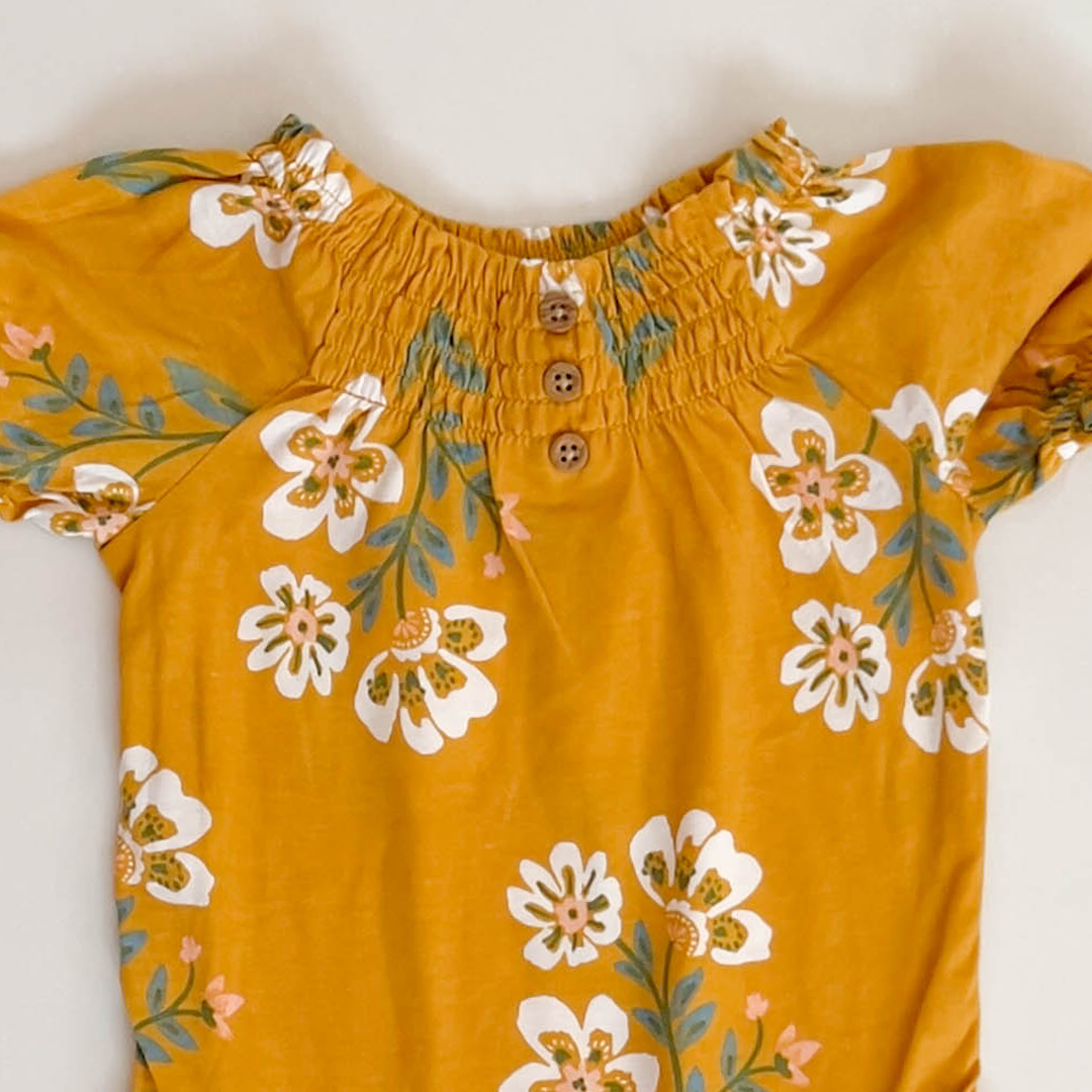 MUSTARD YELLOW FLORAL ONESIE
