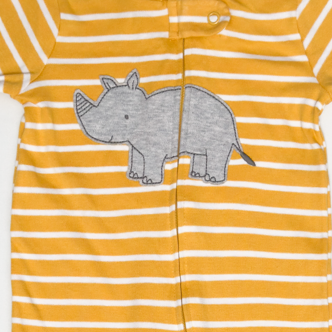 YELLOW STRIPPED RHINO SLEEPSUIT