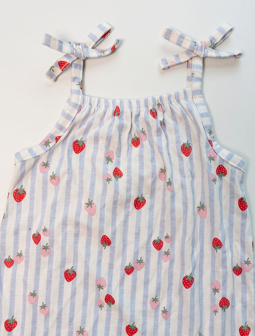 Blue white stripes strawberry printed fancy jumpsuit