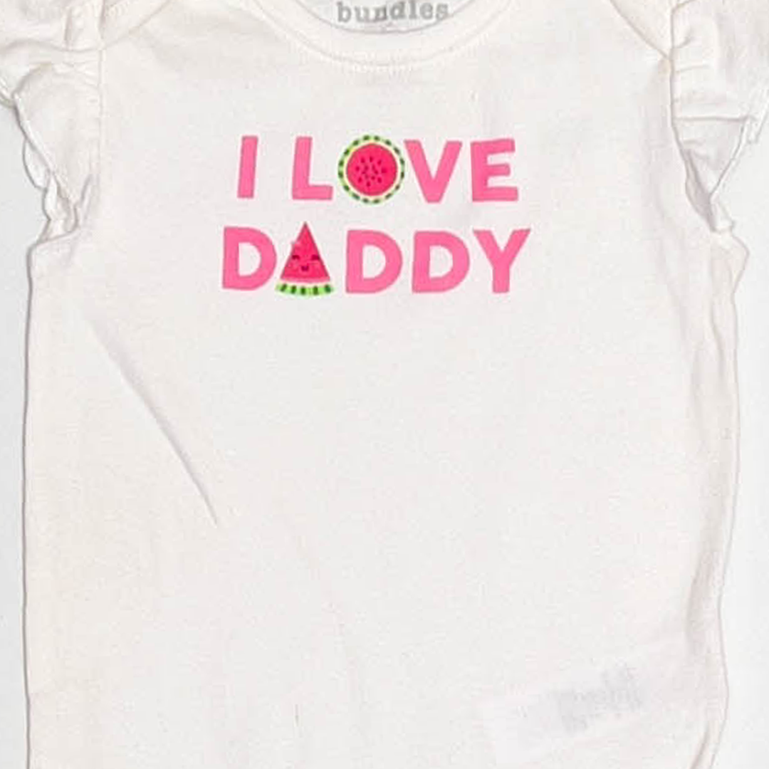 WHITE LOVE DADDY PRINTED ONESIE