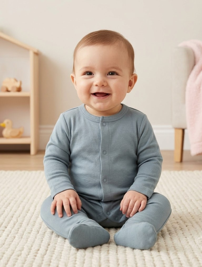 Blue grey button sleepsuit