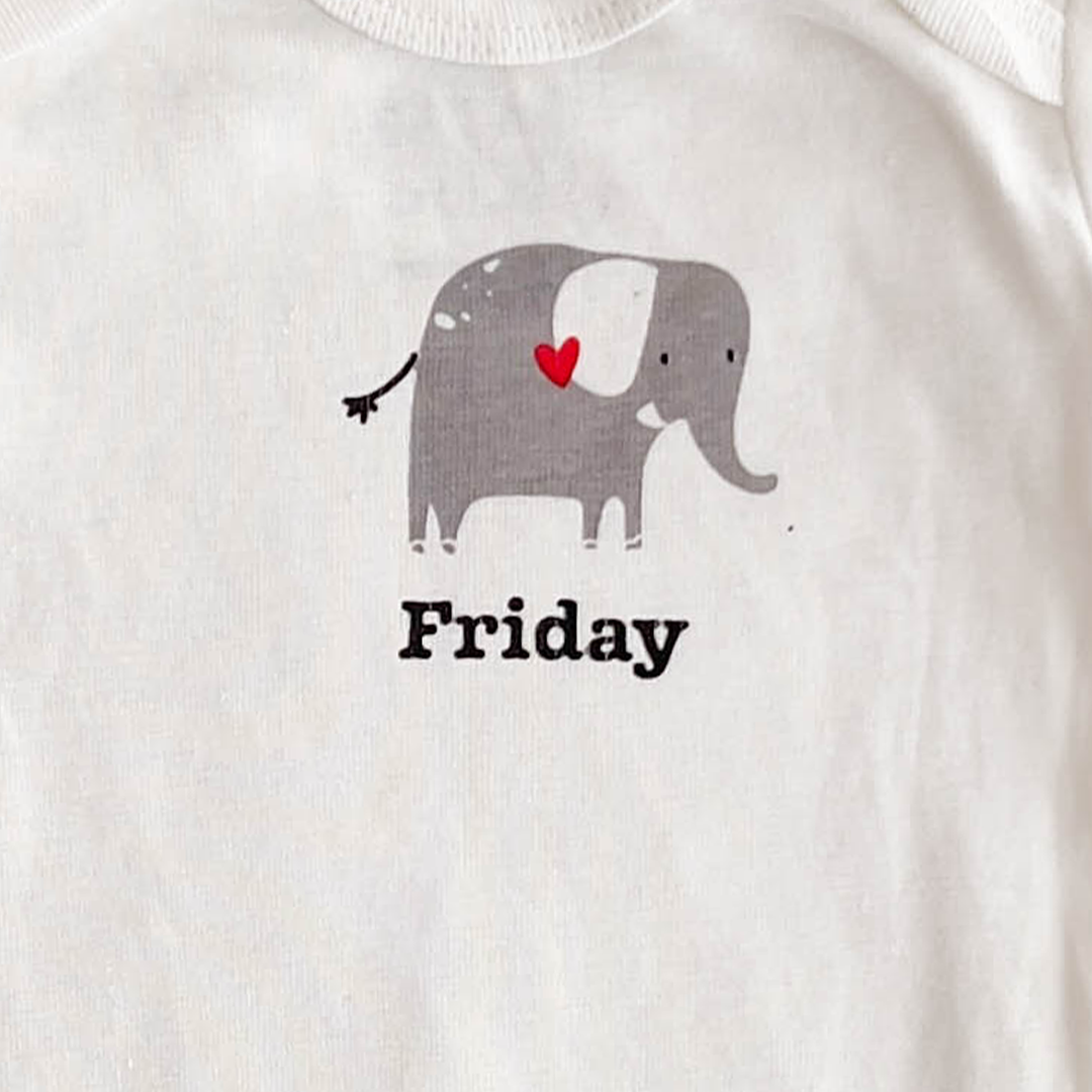 FRIDAY PRINTED ONESIE