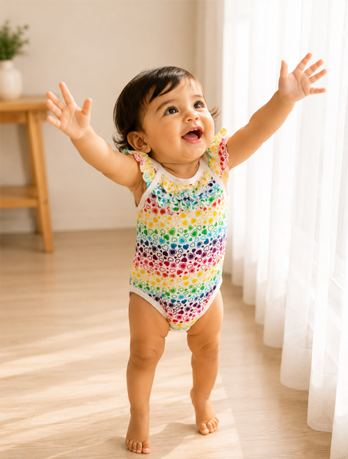 Multicolour printed onesie