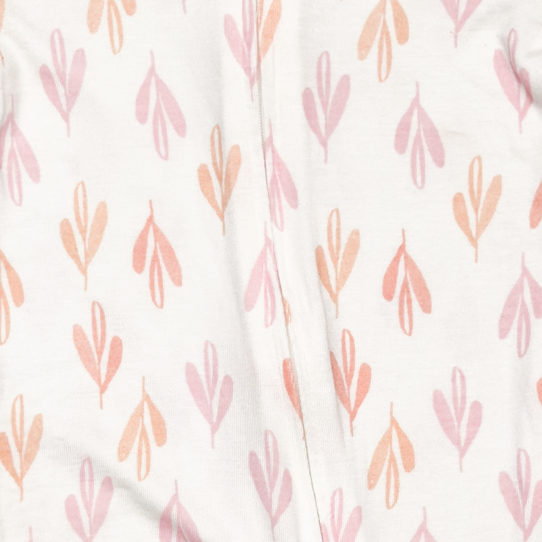 WHITE AND PINK PATTERNED VISCOUS SLEEPSUIT