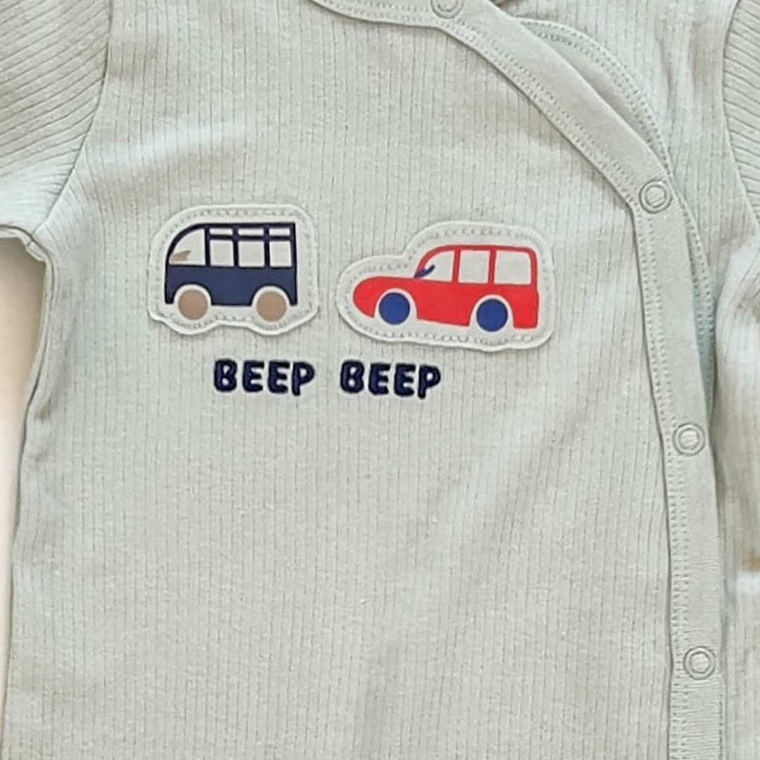 PASTEL GREEN RIBBED SLEEPSUIT