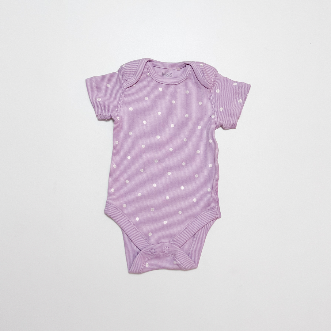 LAVENDER RIBBED POLKA DOTTED ONESIE