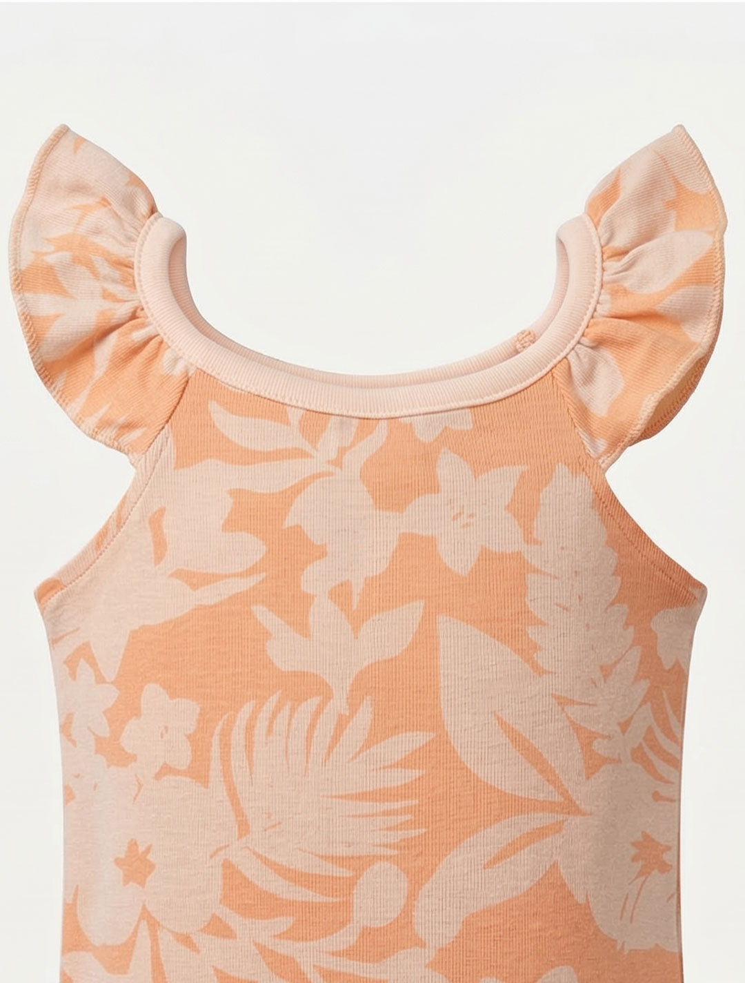 ORANGE FLORAL RUFFLED ONESIE