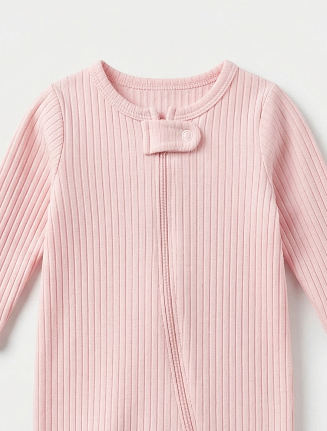 Pink ribbed sleepsuit