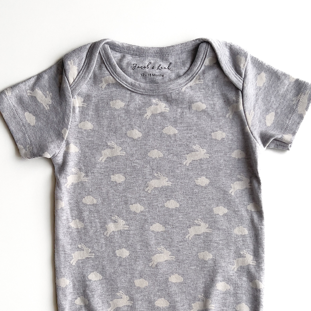 WHITE AND GREY RABBIT ONESIE