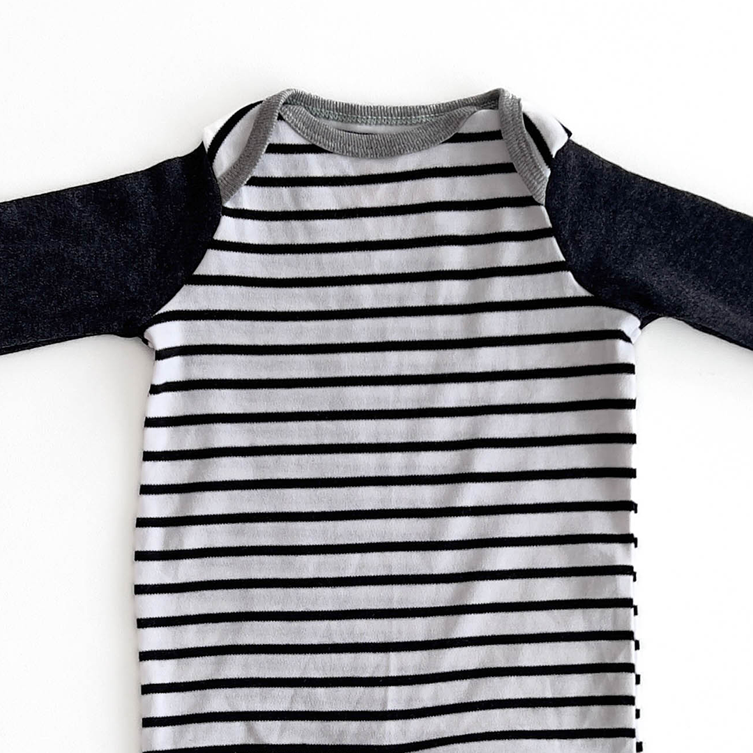 BLACK AND WHITE STRIPED ROMPER