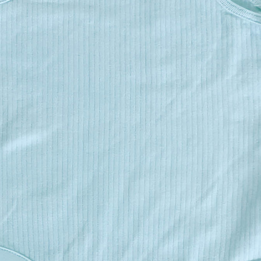 SPAGHETTI STRAP BLUE RIBBED ONESIE