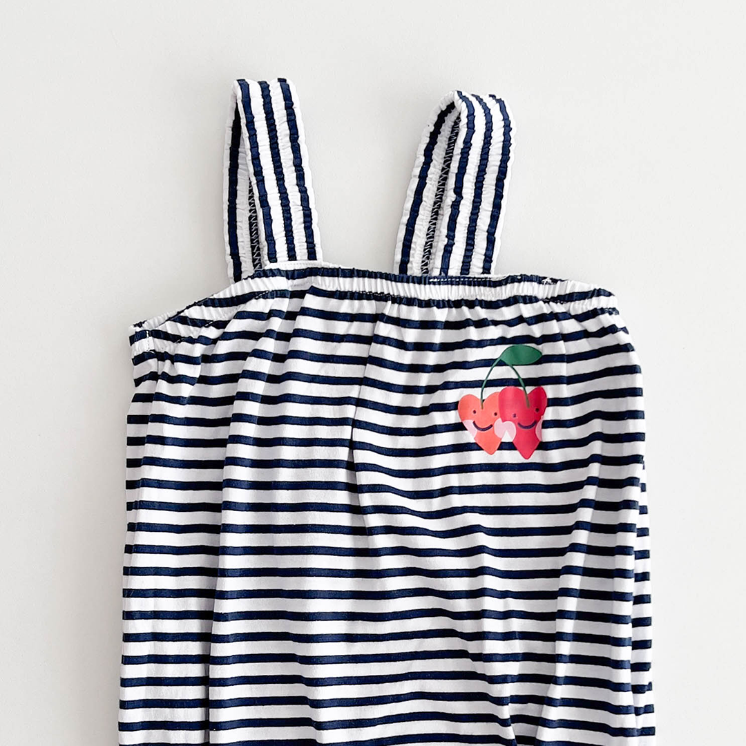 NAVY BLUE STRIPED FANCY ONESIE