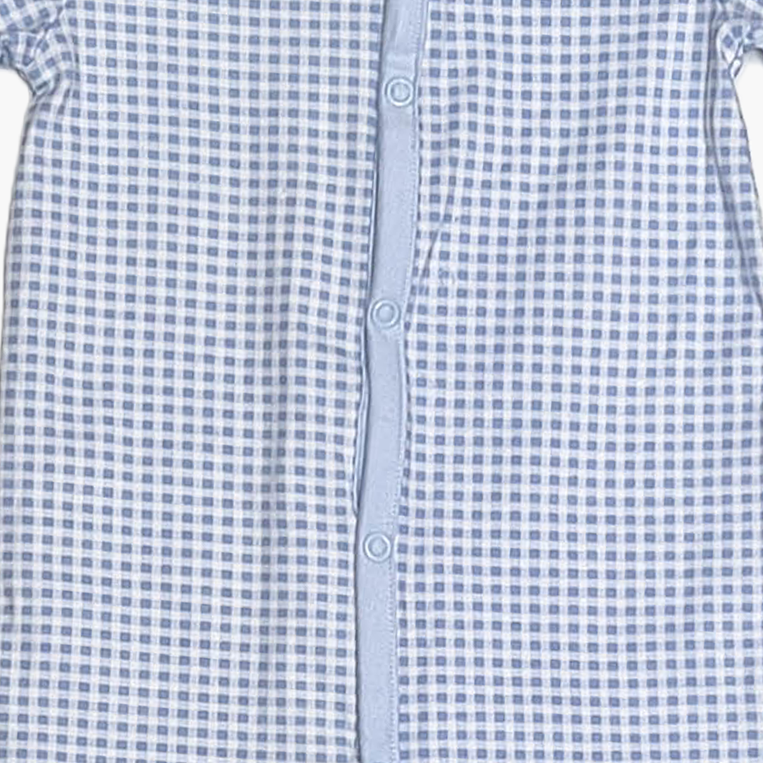 BLUE AND WHITE CHECK ROMPER
