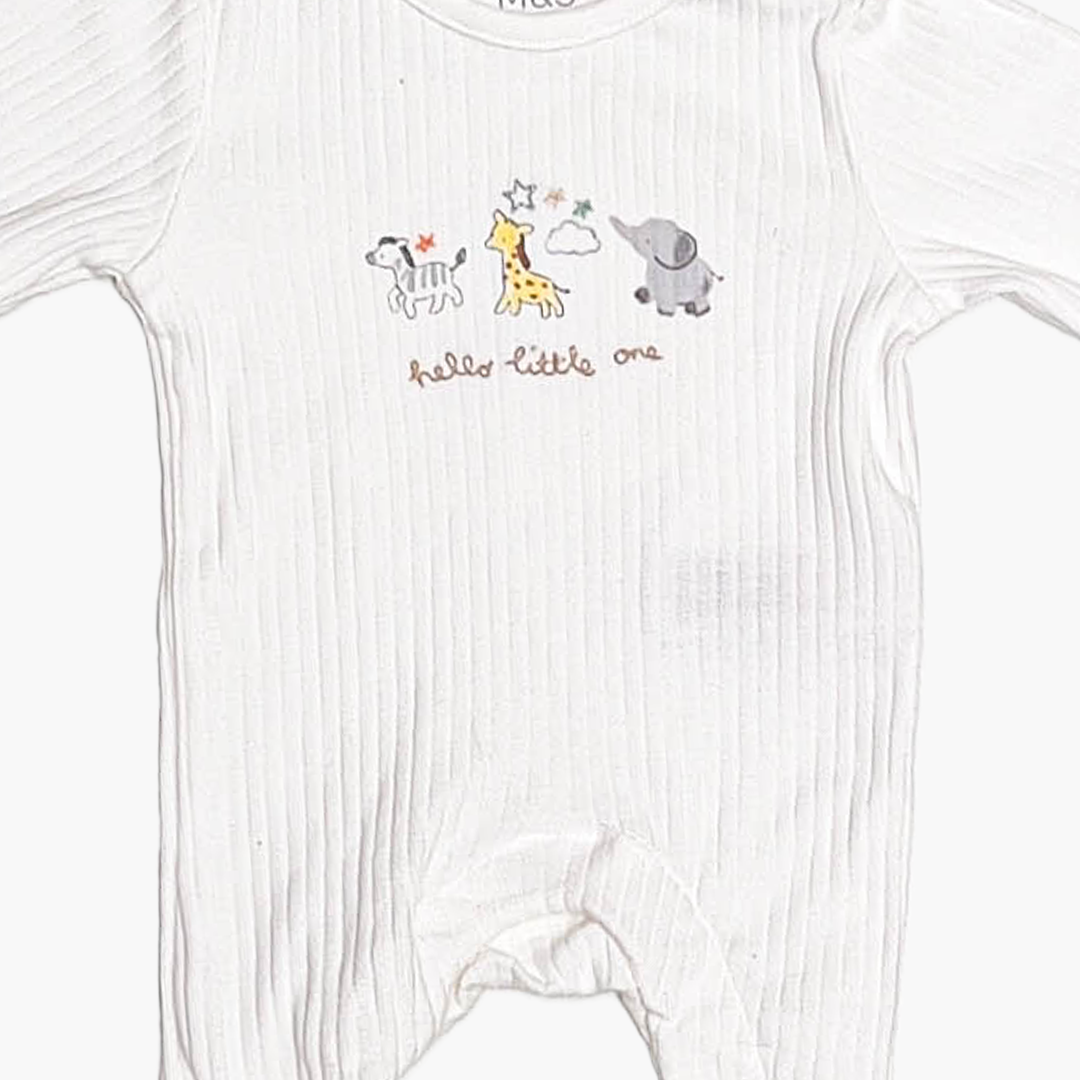 LITTLE ONE WHITE RIBBED SLEEPSUIT