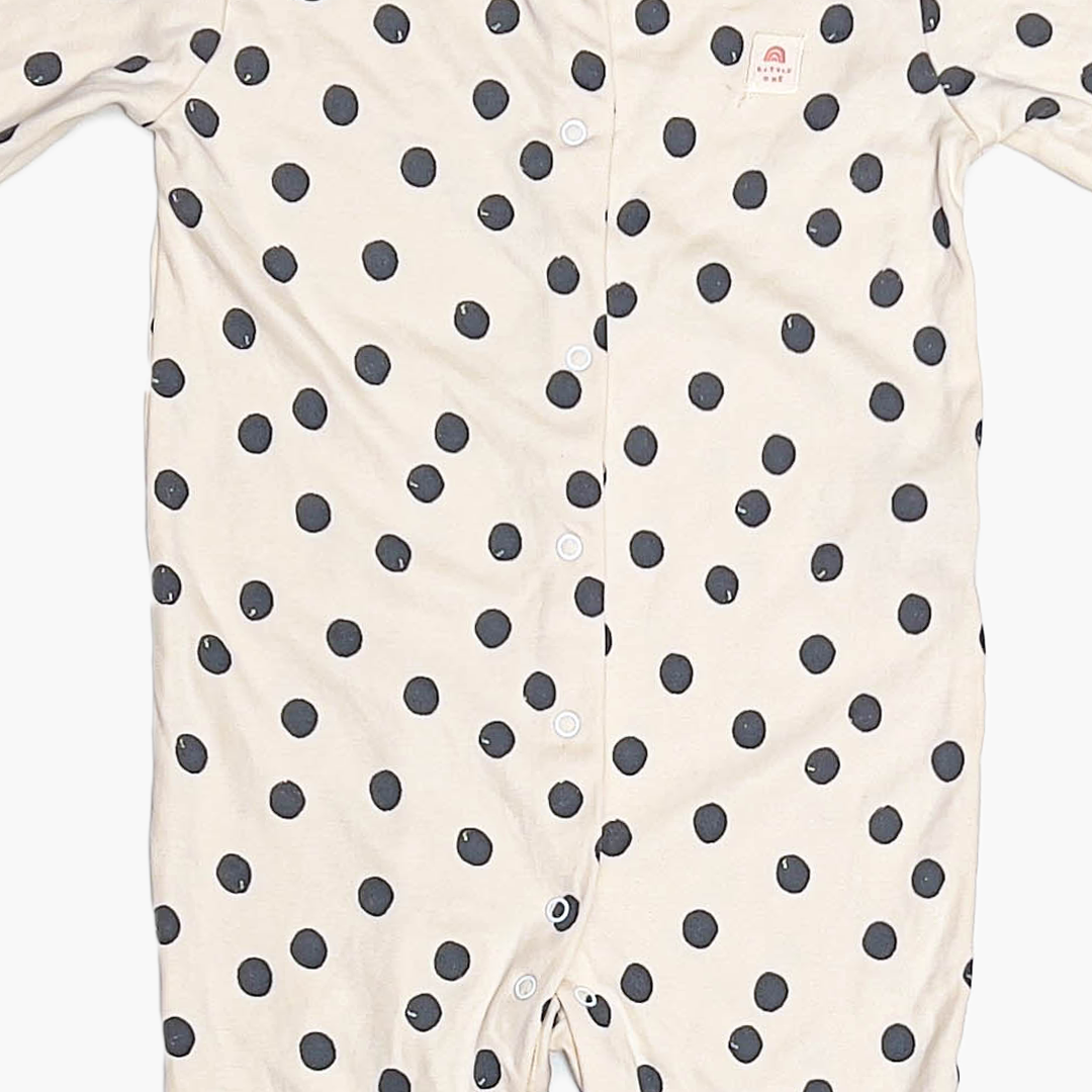 BEIGE POLKA DOTTED ROMPER