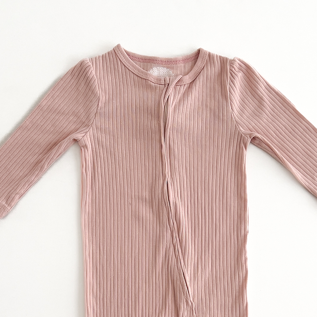 dusty pink ribbed romper