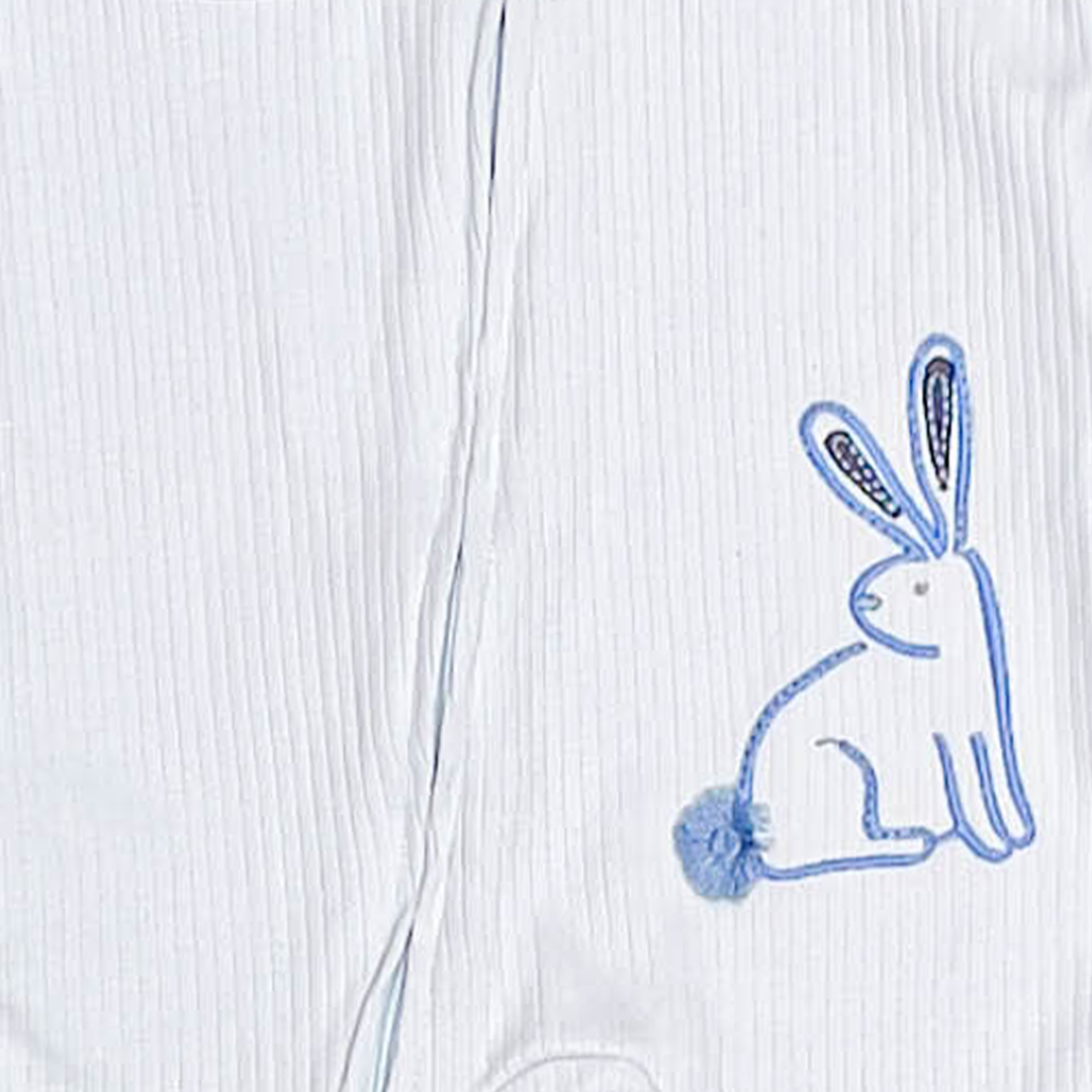 PREMIUM BLUE RIBBED BUNNY SLEEPSUIT