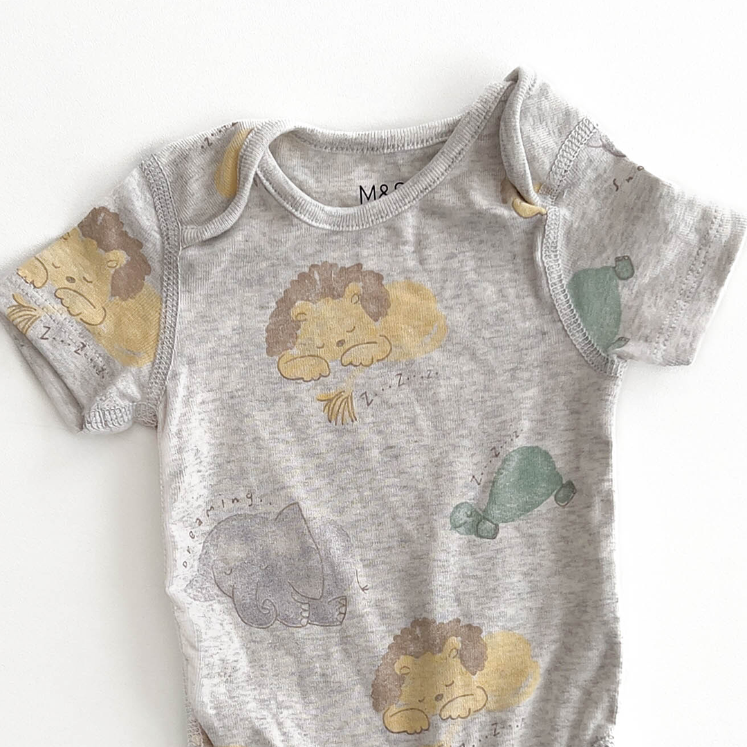 M&S GREY PRINTED ONESIE