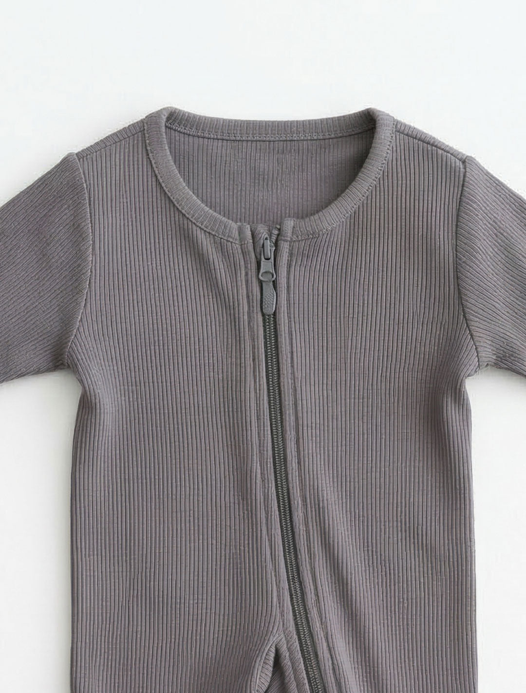 GREY RIBBED SLEEPSUIT