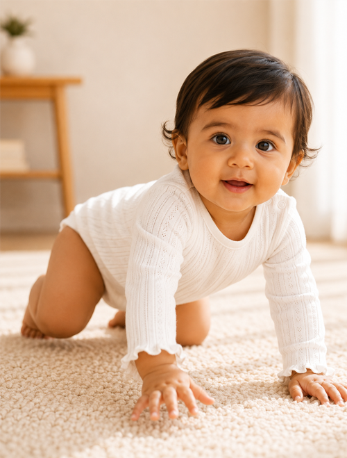 White pointelle plain onesie