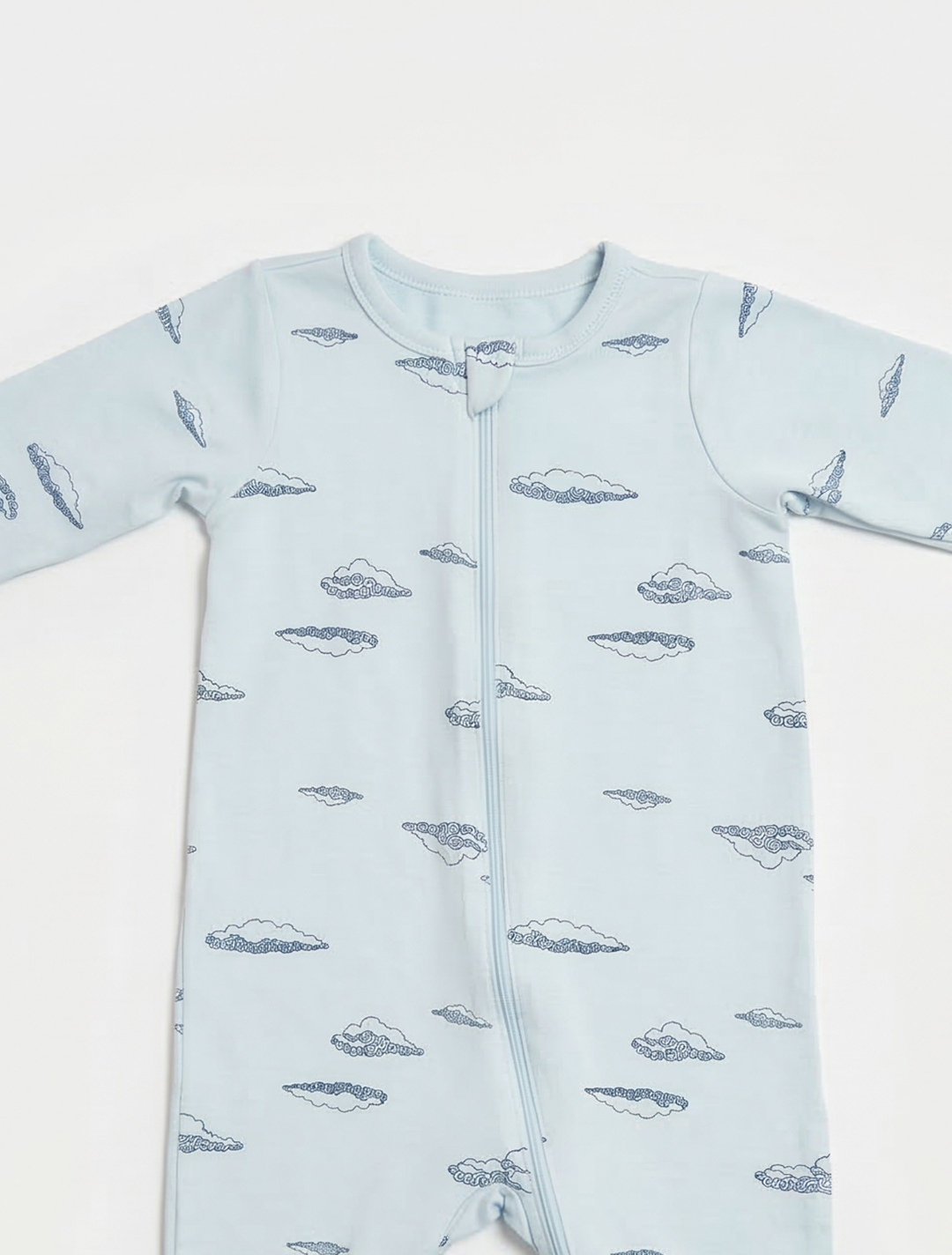 BLUE CLOUD PRINTED ZIPPER VISCOUS ROMPER