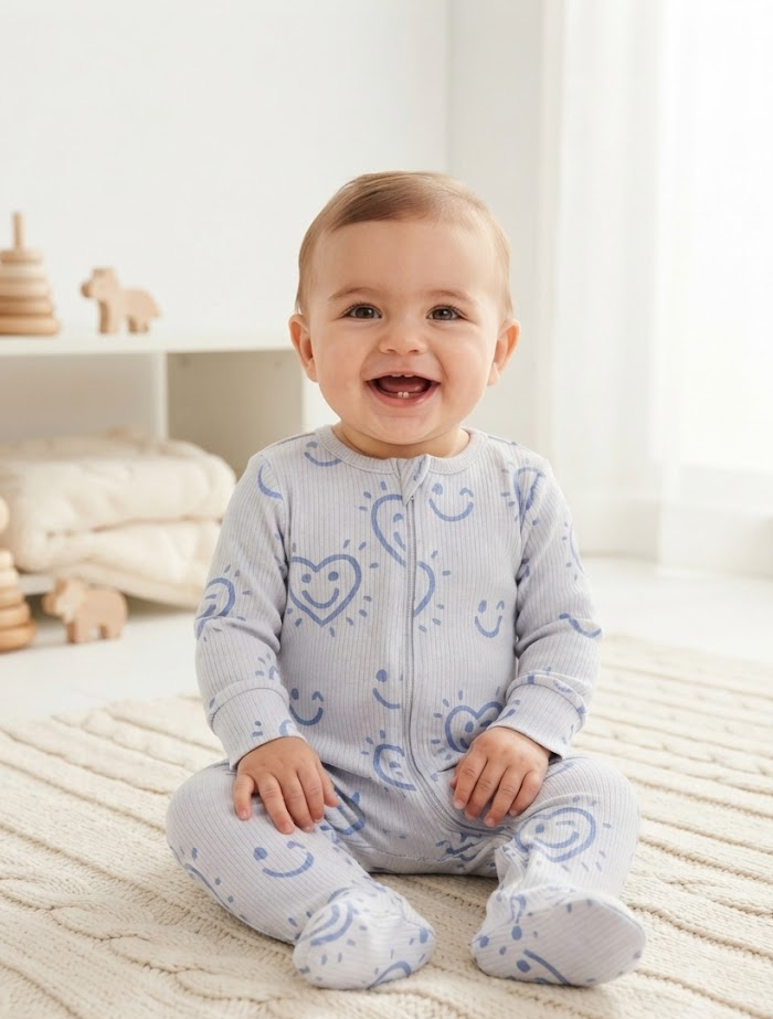 Lavender ribbed zipper sleepsuit