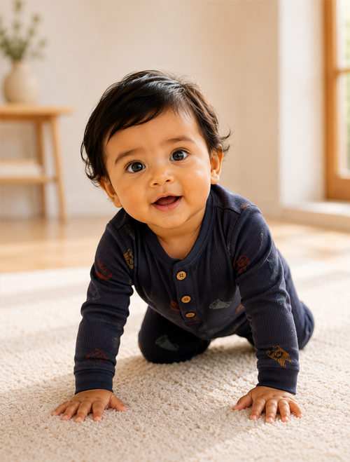 Navy blue knitted romper