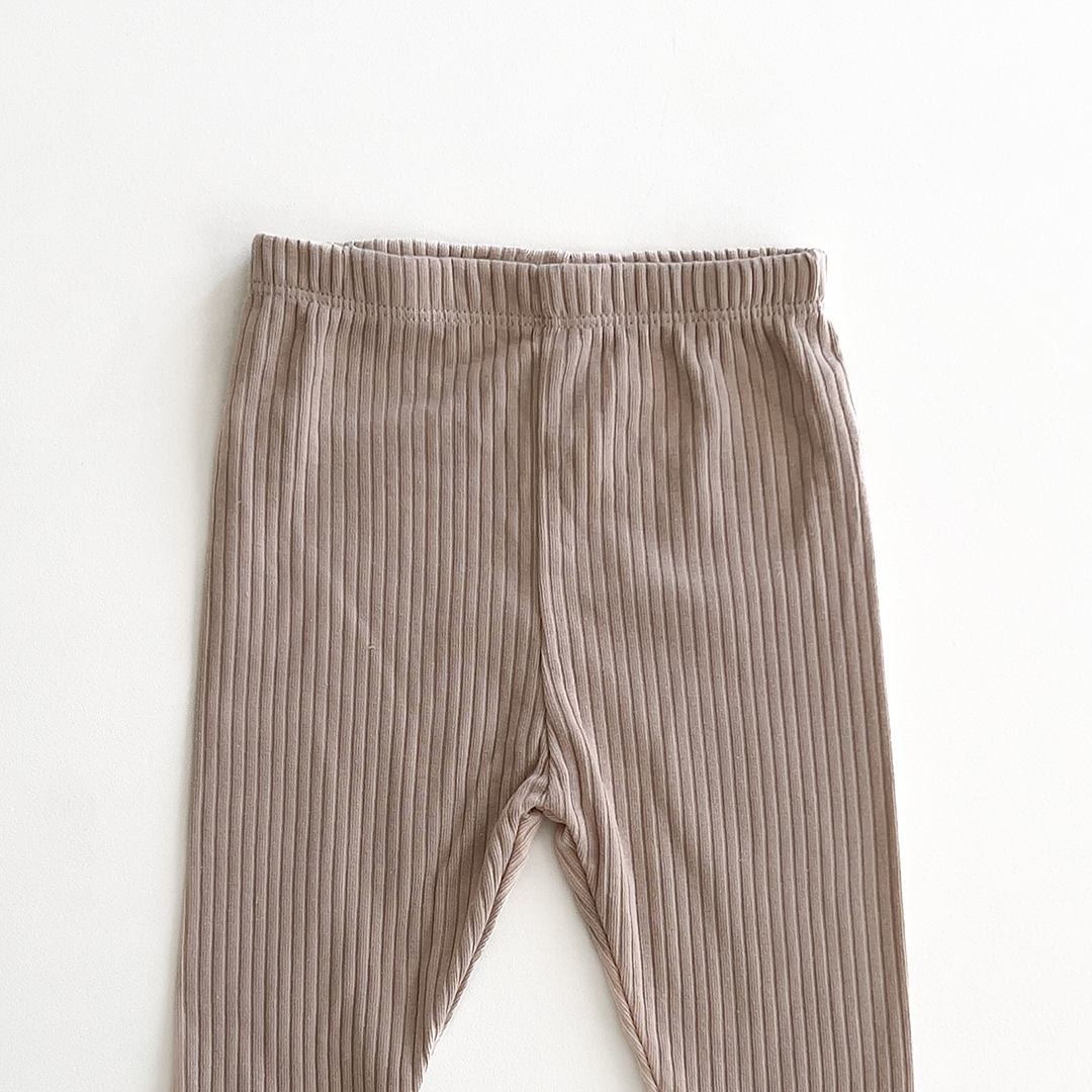 BEIGE CREAM RIBBED COTTON PANTS