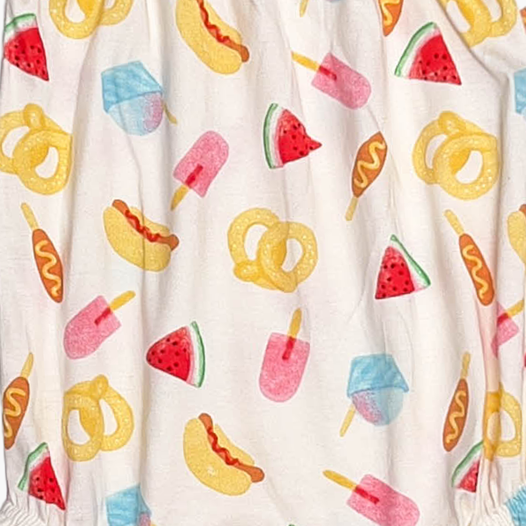 BEIGE FOOD PRINTED FANCY ONESIE