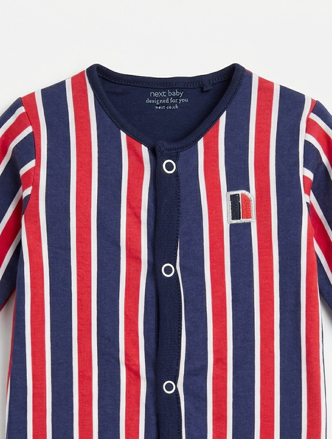 BLUE AND RED STRIPED ROMPER