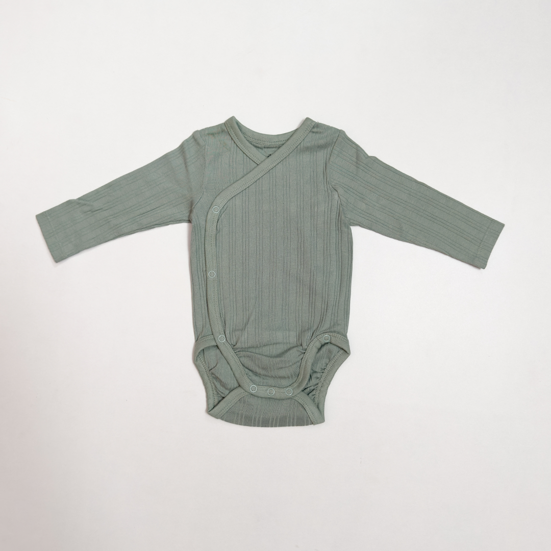 PREMIUM SAGE RIBBED WRAPOVER ONESIE