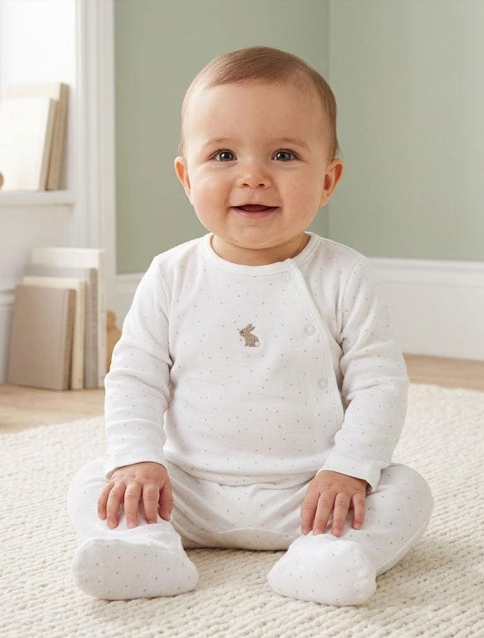 White dotted wrap over sleep suit